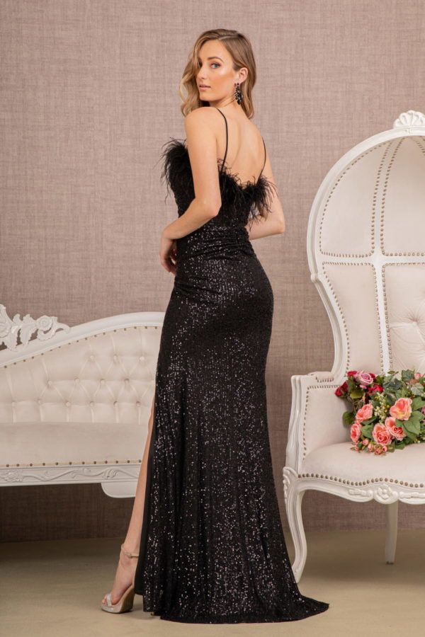 Black_1 Sequin Sweetheart Neckline Mermaid Slit Gown GL3113 - Women Formal Dress- Special Occasion-Curves