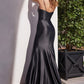 Black_1 Sexy Fitted Lace-Up Slit Gown CD873 - Women Evening Formal Gown - Special Occasion