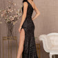 Black_1 Sheer Bodice Sequin Mermaid Women Formal Dress - GL3129 - Special Occasion-Curves