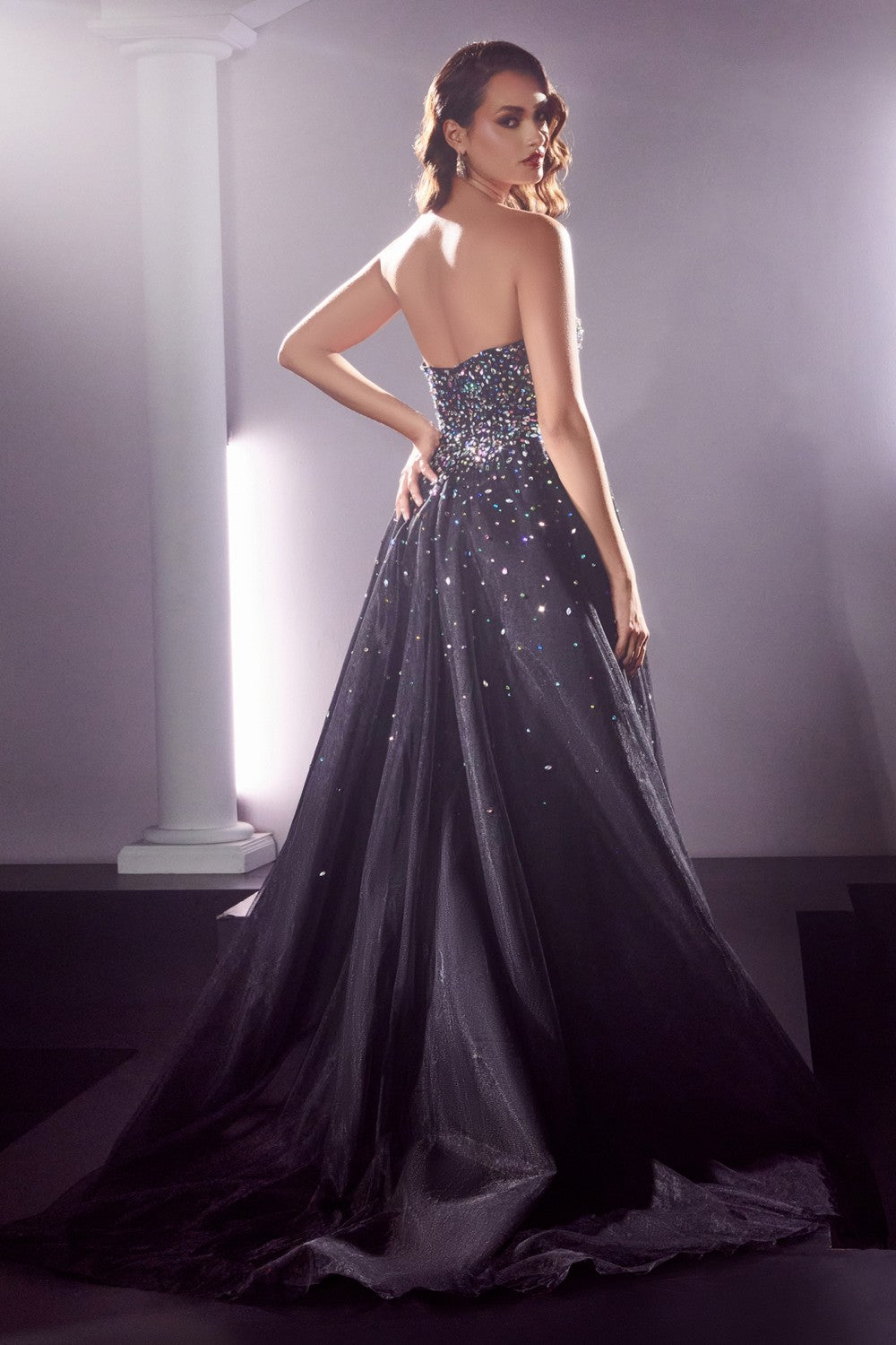 Black_1 Strapless with Jewel Accents Gown CB114 - Women Evening Formal Gown - Special Occasion