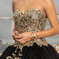 Black_2 Elizabeth K - GL3022 - Embellished Strapless Glitter Quinceanera Dress