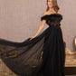 Black_2 Embroidery Sheer Front A-line Dress GL3138 - Women Formal Dress - Special Occasion-Curves