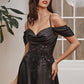 Black_2 Off The Shoulder Corset Slit Gown OC012 - Women Evening Formal Gown - Special Occasion
