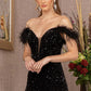 Black_2 Sequin Cut-away Shoulder Mermaid Slit Women Formal Dress - GL3149 - Special Occasion-Curves