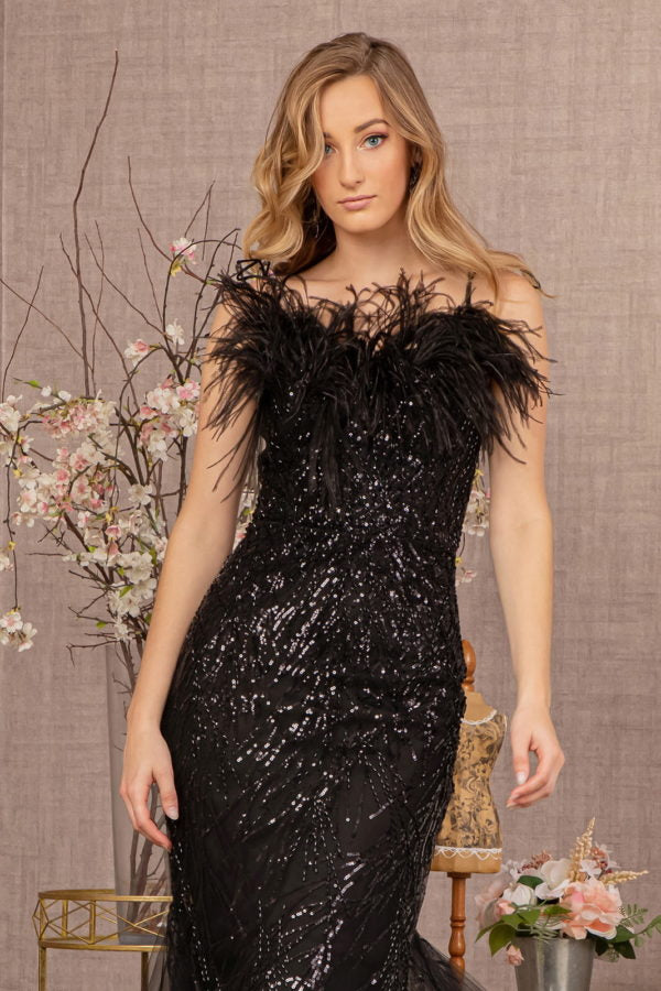 Black_2 Sequin Sweetheart Trumpet Dress GL3117 - Women Formal Dress - Special Occasion-Curves
