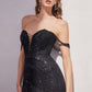 Black_2 Strapless Sequin Sheath Gown CD290 - Women Evening Formal Gown - Special Occasion-Curves