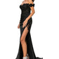 Black_3 Floral Off The Shoulder Gown AS8050J - Special Occasion-Curves