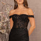 Black_3 Glitter Sheer Bodice Mermaid Slit Gown GL3162 - Women Formal Dress- Special Occasion-Curves