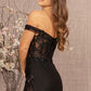 Black_4 Glitter Sheer Bodice Mermaid Slit Gown GL3162 - Women Formal Dress- Special Occasion-Curves