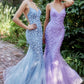 Blue-Lavender_1 Floral Chromatic Mermaid Gown A1201 - Special Occasion