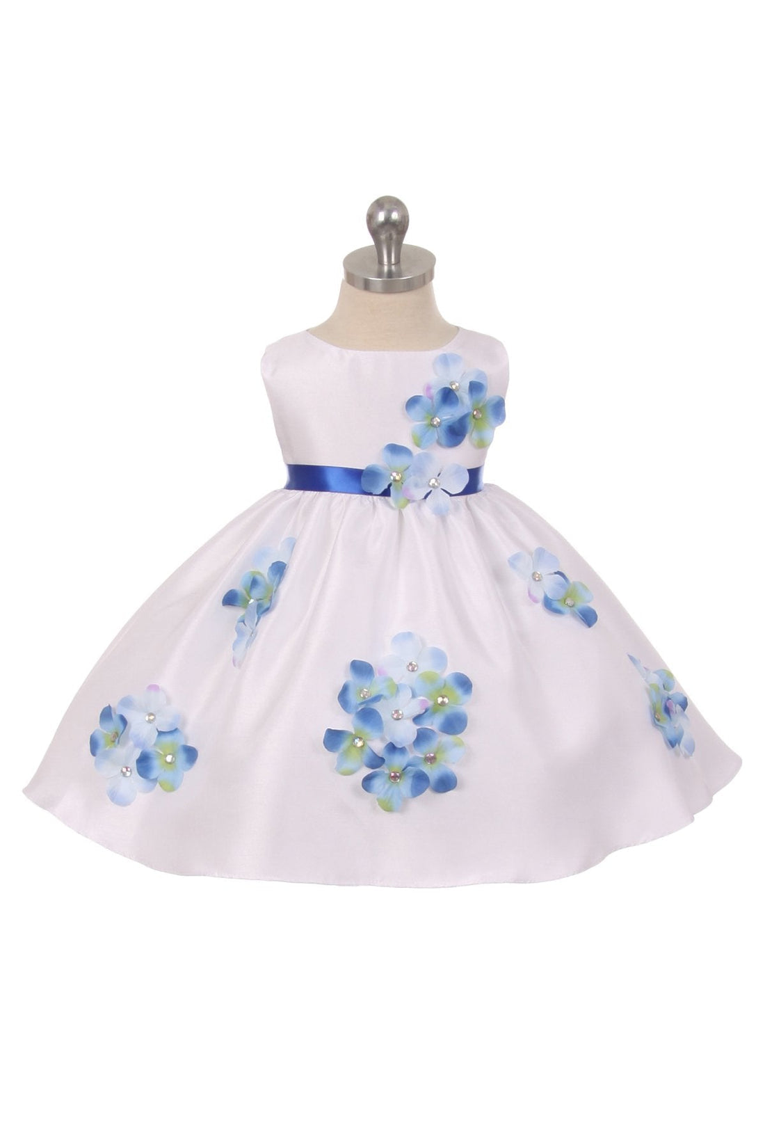 Blue Baby Shantung Flower Party Dress-AS219F