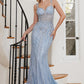 Blue Embellished Fitted Mermaid Gown CD990 - Women Evening Formal Gown - Special Occasion