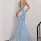 Blue Glitter Printed Mermaid Gown CC2279 - Women Evening Formal Gown - Special Occasion