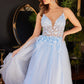 Blue_1 A-Line Layered Tulle Gown CD2214 - Women Evening Formal Gown - Special Occasion