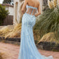 Blue_1 Strapless Crystal Lace Mermaid Gown A1211 - Special Occasion