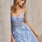 Blue_2 Floral Applique A-Line Gown A1142 Penelope Gown - Special Occasion