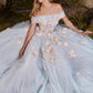 Blue_3 Floral Embellished Off-Shoulder Gown A1048 - Special Occasion