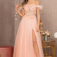 Blush Embroidery Sheer Front A-line Dress GL3138 - Women Formal Dress - Special Occasion-Curves