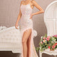 Blush Feather Sequin Mermaid Slit Women Formal Dress - GL3131 - Special Occasion-Curves