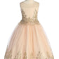 Blush Girl Dress - Gold Cording Embroidery Dress - AS552 Kids Dream