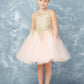 Blush Girl Dress with Floral Applique Bodice - AS7013