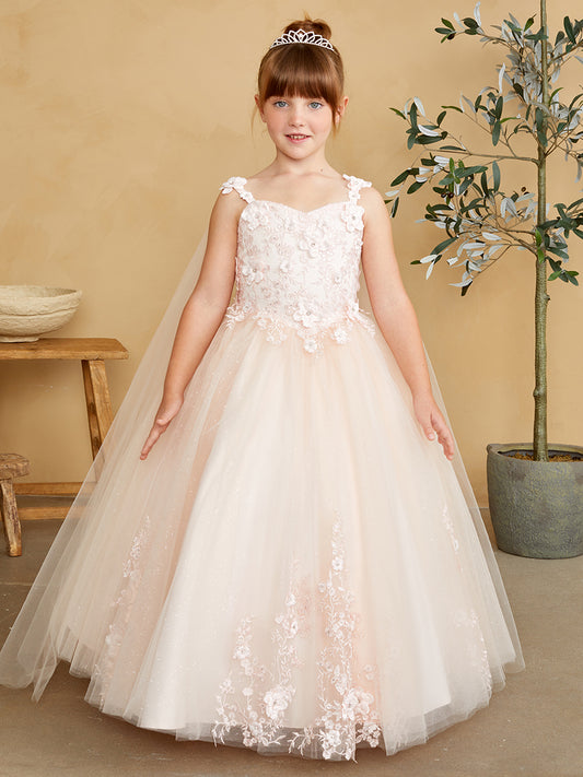 Blush Girl Dress with Glitter Tulle Skirt - AS7040