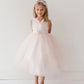 Blush Girl Dress with Glitter V-Neck Tulle Dress - AS5698