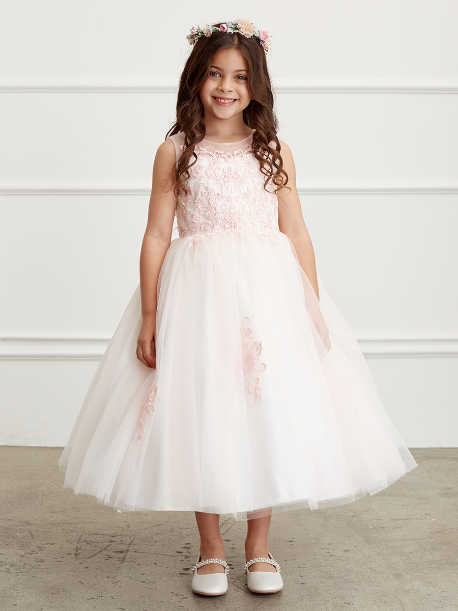 Blush Girl Dress with Illusion Sweetheart Neckline - AS5818
