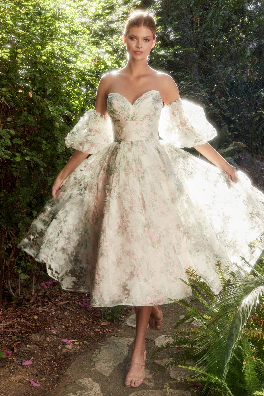 Blush Strapless English Garden Tea Dress A1196 Penelope Gown - Special Occasion