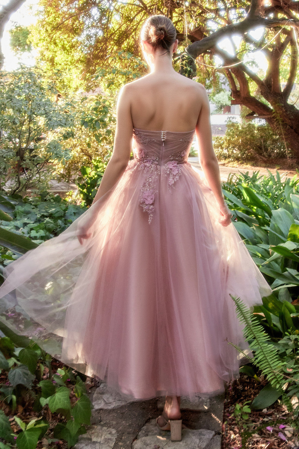 Blush_1 Strapless Sweetheart Tea Length Dress A1195 Penelope Gown - Special Occasion