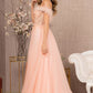 Blush_2 Embroidery Sheer Front A-line Dress GL3138 - Women Formal Dress - Special Occasion-Curves