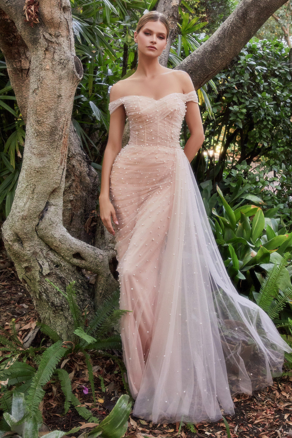 Blush_2 Off The Shoulder Sheath Gown A1219 - Special Occasion