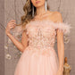 Blush_3 Embroidery Sheer Front A-line Dress GL3138 - Women Formal Dress - Special Occasion-Curves