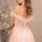 Blush_4 Embroidery Sheer Front A-line Dress GL3138 - Women Formal Dress - Special Occasion-Curves