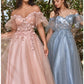 Tulle Off the Shoulder A-line Women Formal Evening Gown by Cinderella Divine CD0197 - Special Occasion