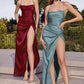 Burgundy-Robinblue Satin Fitted Knot Gown BD111 - Women Evening Formal Gown - Special Occasion