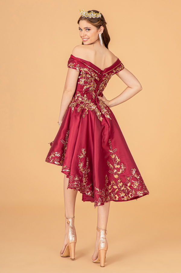 Burgundy-gold_5 GL3098 - Satin Off-Shoulder Sweetheart Neckline Quinceanera Dress