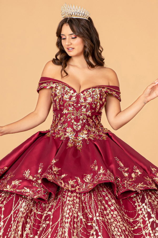 Satin Off-Shoulder Sweetheart Neckline Quinceanera Dress by