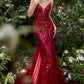 Burgundy Fitted Mermaid with Lace Applique Gown A1118 Penelope Gown - Special Occasion