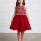 Burgundy Girl Dress with Short Choker Style - AS7037