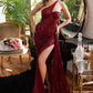 Burgundy One Shoulder Sequins Gown KV1071 - Women Evening Formal Gown - Special Occasion