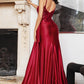 Burgundy_1 Beaded Lace Satin Gown CDS418 - Women Evening Formal Gown - Special Occasion-Curves