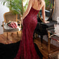 Burgundy_1 One Shoulder Sequins Gown KV1071 - Women Evening Formal Gown - Special Occasion