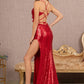 Burgundy_1 Sequin Embroidery Mermaid Slit Women Formal Dress - GL3146 - Special Occasion-Curves
