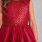 Burgundy_2 Girl Dress with Sequin and Tulle Skirt Dress - AS5752