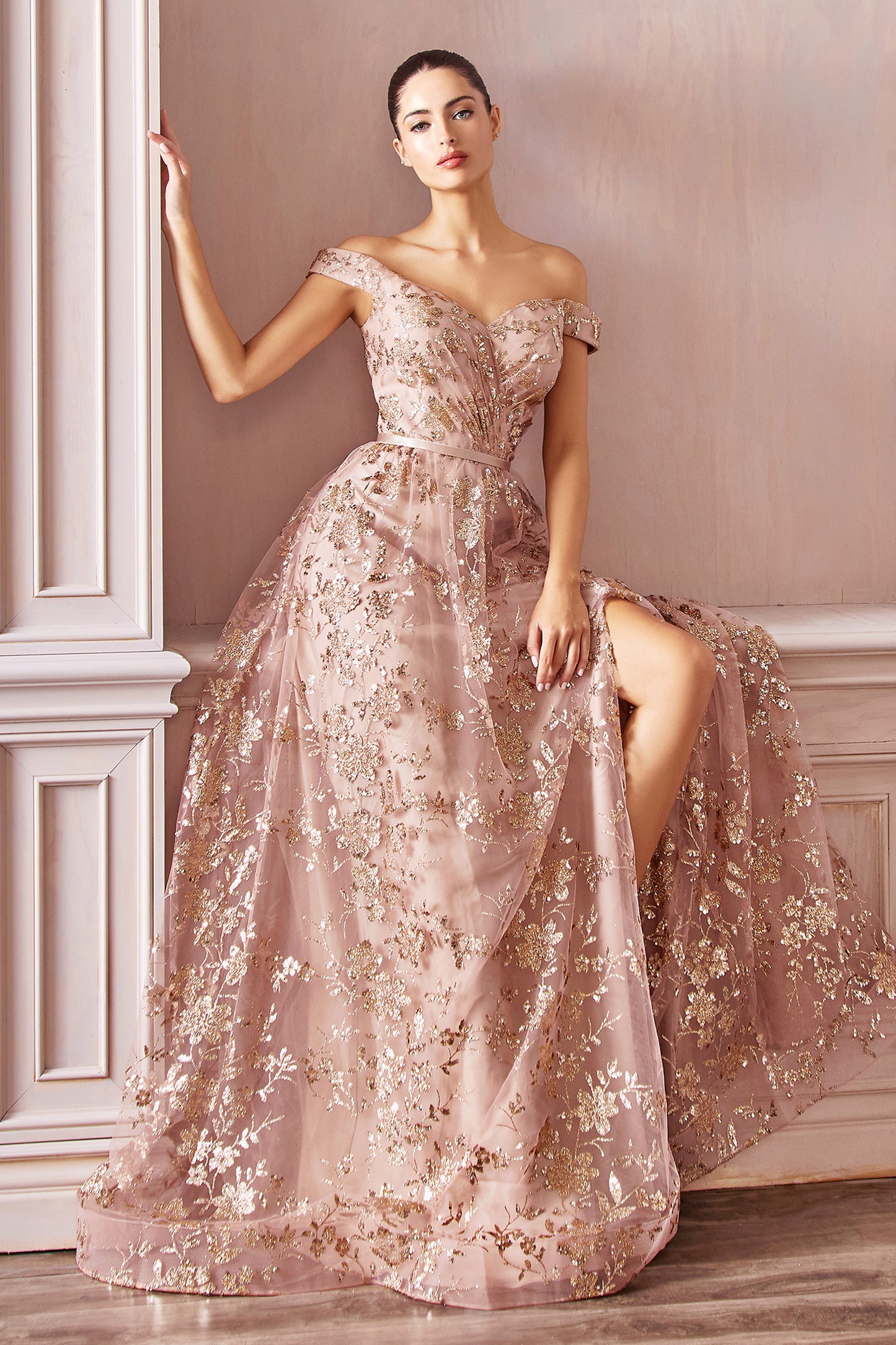 Fugtig tub tyran Askepot Divine CB069 A-line kjole med udsmykket print - særlige lejligheder  - Ariststyles