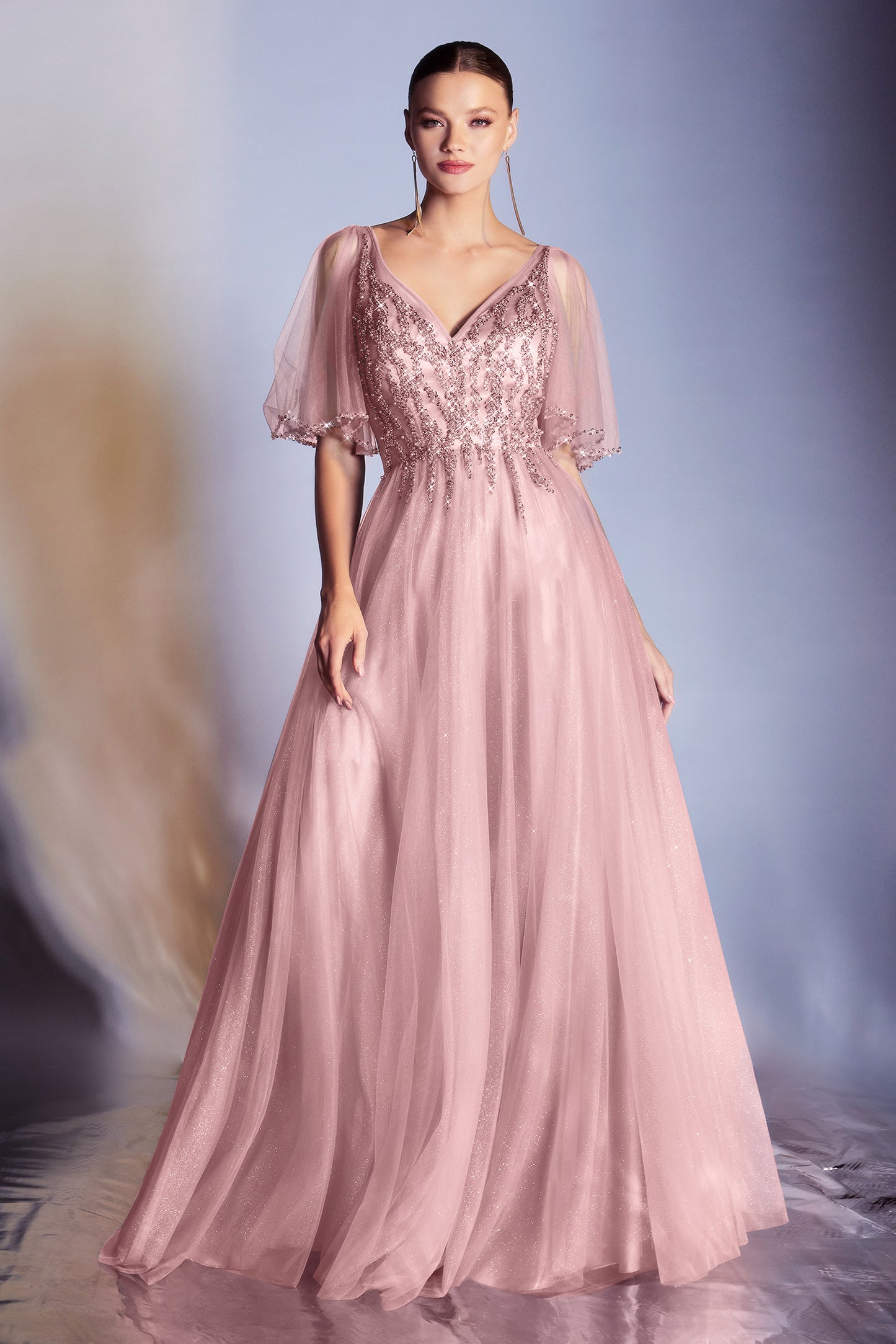 Cinderella Divine - CD0175 LAYERED TULLE A-LINE GOWN - SPECIAL OCCASION/CURVY