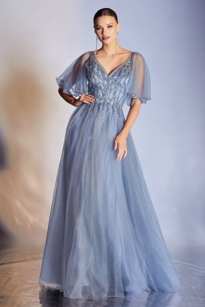 Cinderella Divine - CD0175 LAYERED TULLE A-LINE GOWN - SPECIAL OCCASION/CURVY