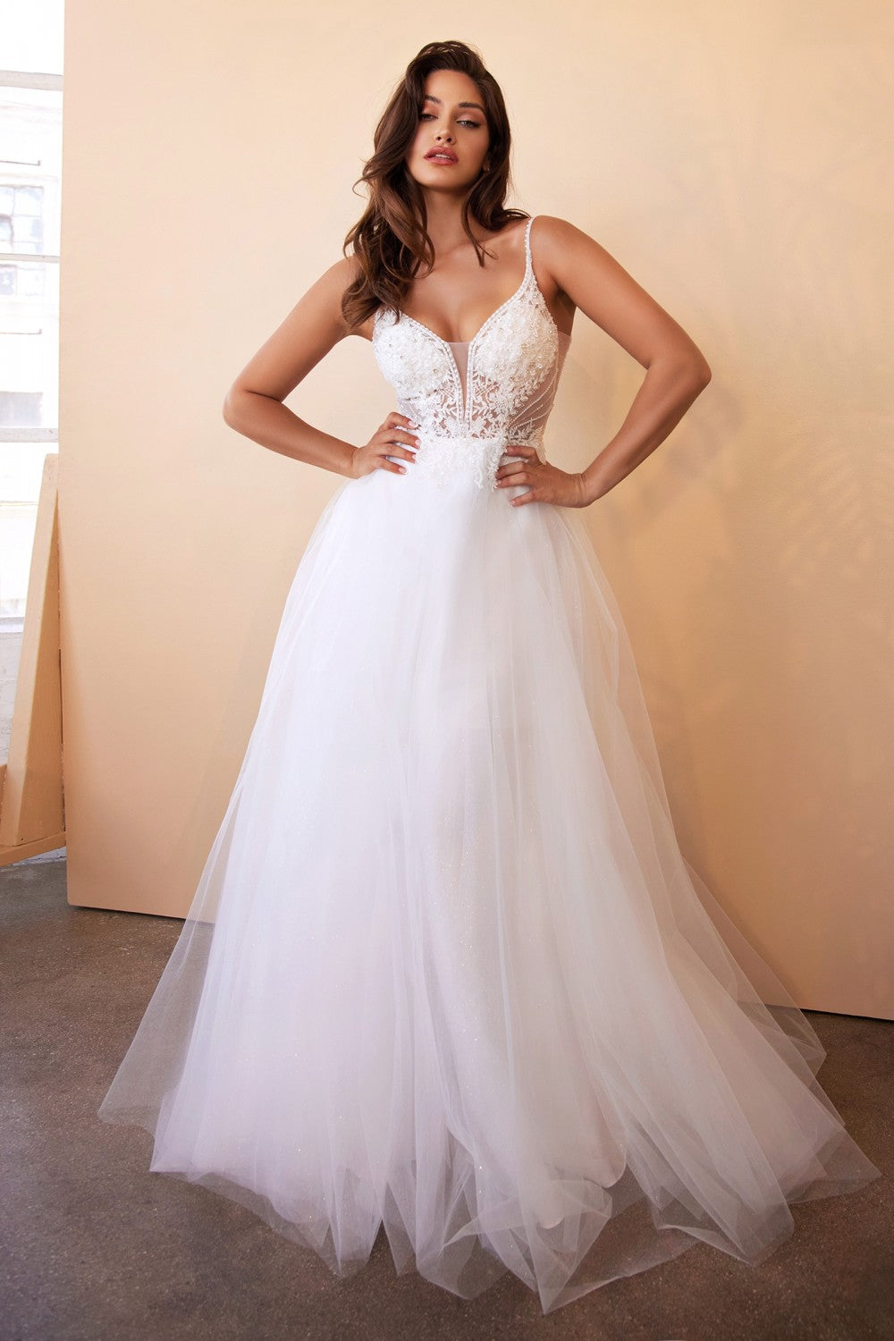 Layered Tulle A-Line Wedding/Bridal Gown by Cinderella Divine CD0195W   Ariststyles