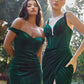 Velvet V-Neckline Corset Slit Dress - Women Evening Formal Gown By Ladivine CD235 - Special Occasion